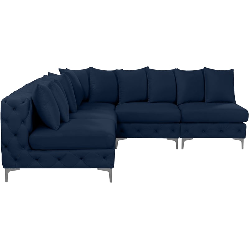 Meridian Furniture Tremblay Navy Velvet Modular Sectional