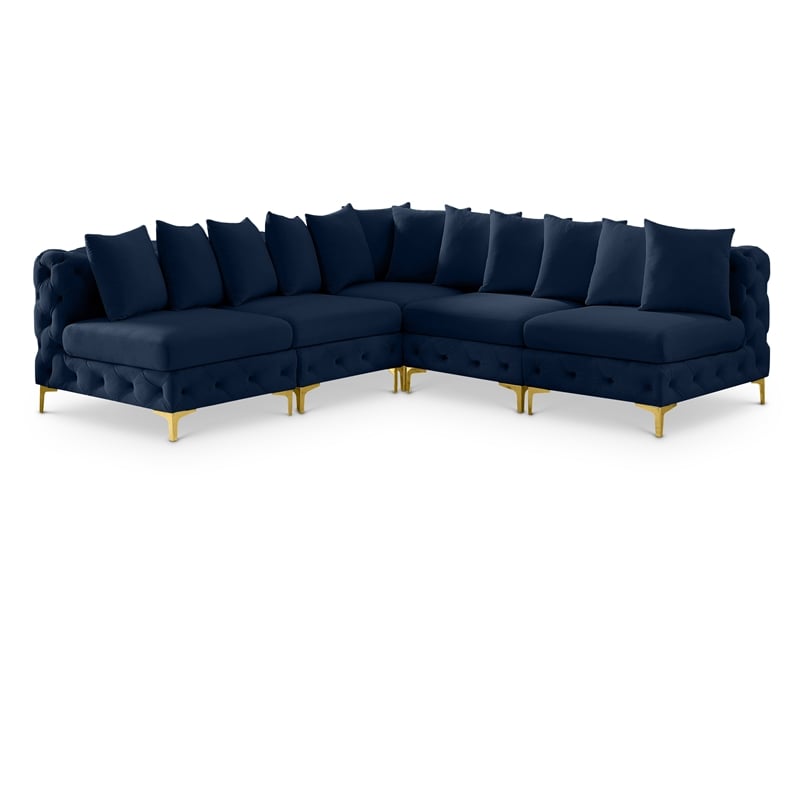 Meridian Furniture Tremblay Navy Velvet Modular Sectional