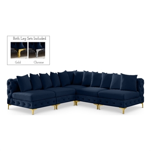 Meridian Furniture Tremblay Navy Velvet Modular Sectional