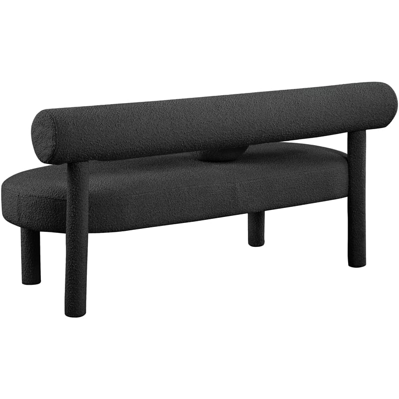 Meridian Furniture Parlor Black Boucle Fabric Bench