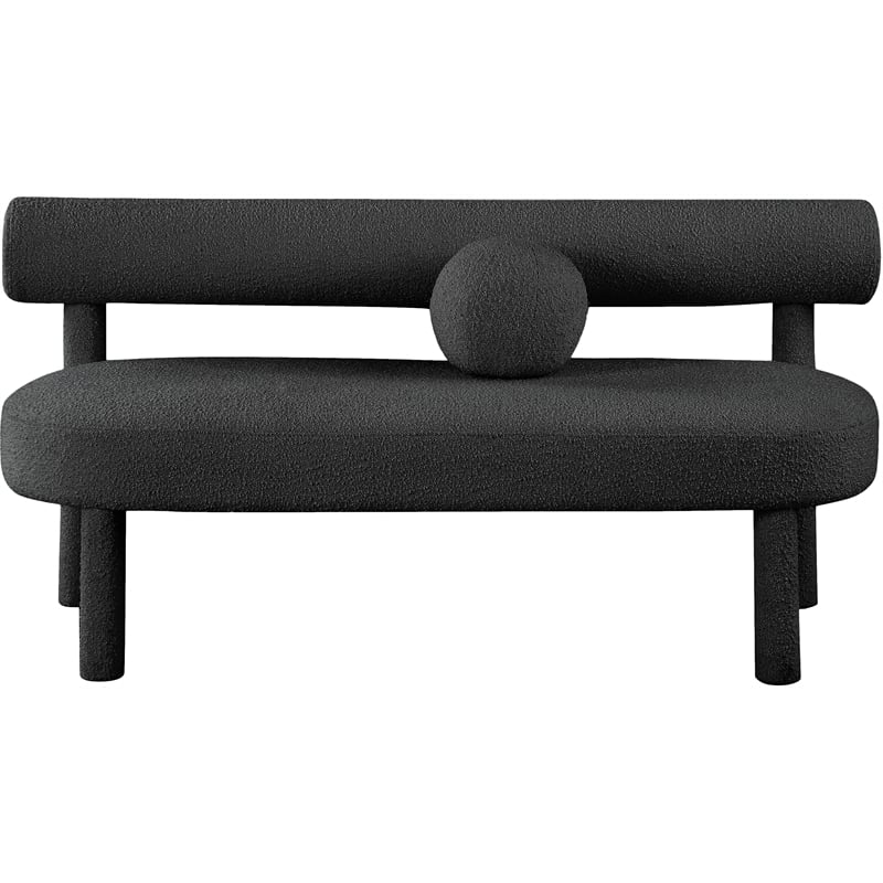 Meridian Furniture Parlor Black Boucle Fabric Bench
