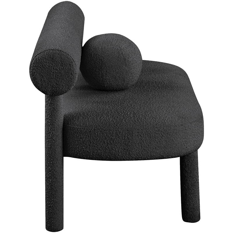 Meridian Furniture Parlor Black Boucle Fabric Bench