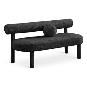 Meridian Furniture Parlor Black Boucle Fabric Bench