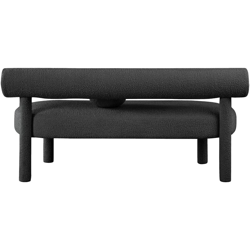 Meridian Furniture Parlor Black Boucle Fabric Bench