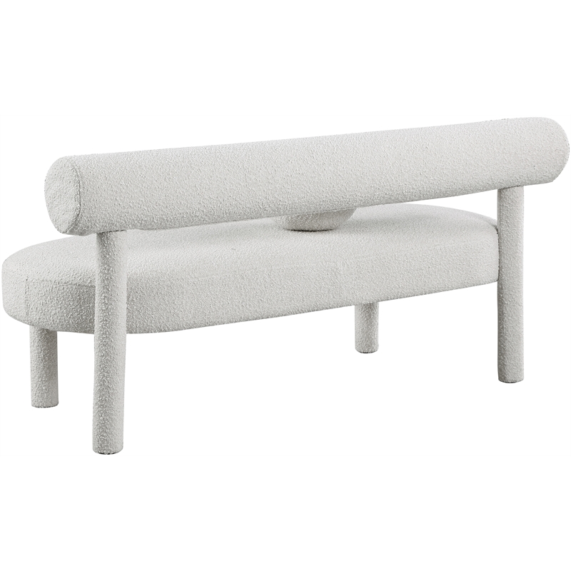 Meridian Furniture Parlor Cream Boucle Fabric Bench