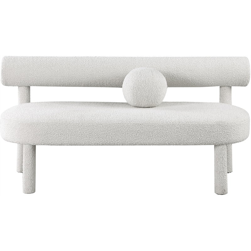 Meridian Furniture Parlor Cream Boucle Fabric Bench