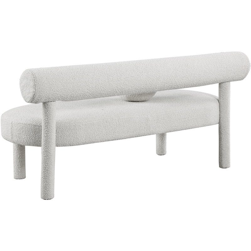 Meridian Furniture Parlor Cream Boucle Fabric Bench