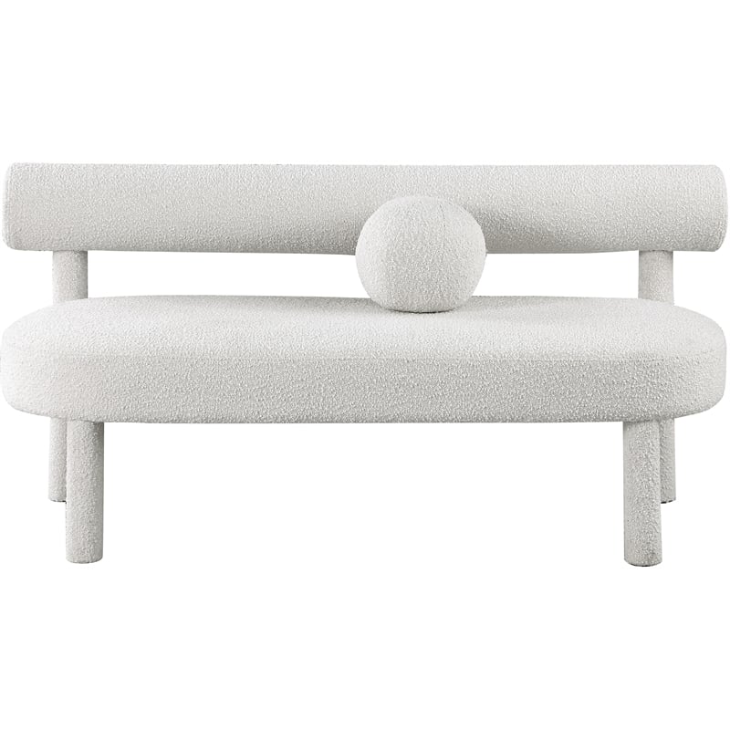 Meridian Furniture Parlor Cream Boucle Fabric Bench