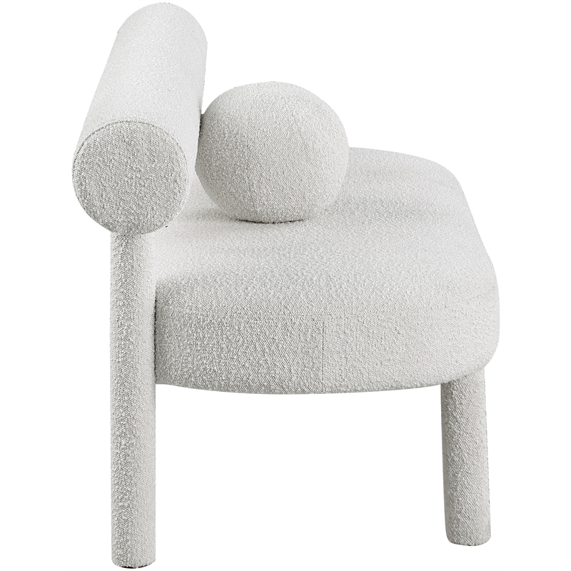 Meridian Furniture Parlor Cream Boucle Fabric Bench
