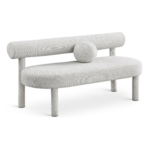 Meridian Furniture Parlor Cream Boucle Fabric Bench