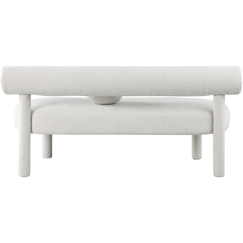 Meridian Furniture Parlor Cream Boucle Fabric Bench