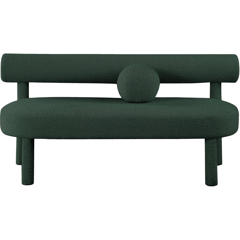 Meridian Furniture Parlor Green Boucle Fabric Bench