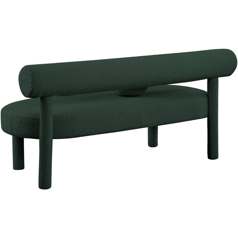 Meridian Furniture Parlor Green Boucle Fabric Bench