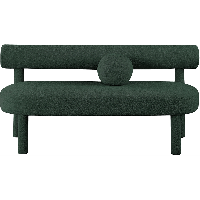 Meridian Furniture Parlor Green Boucle Fabric Bench