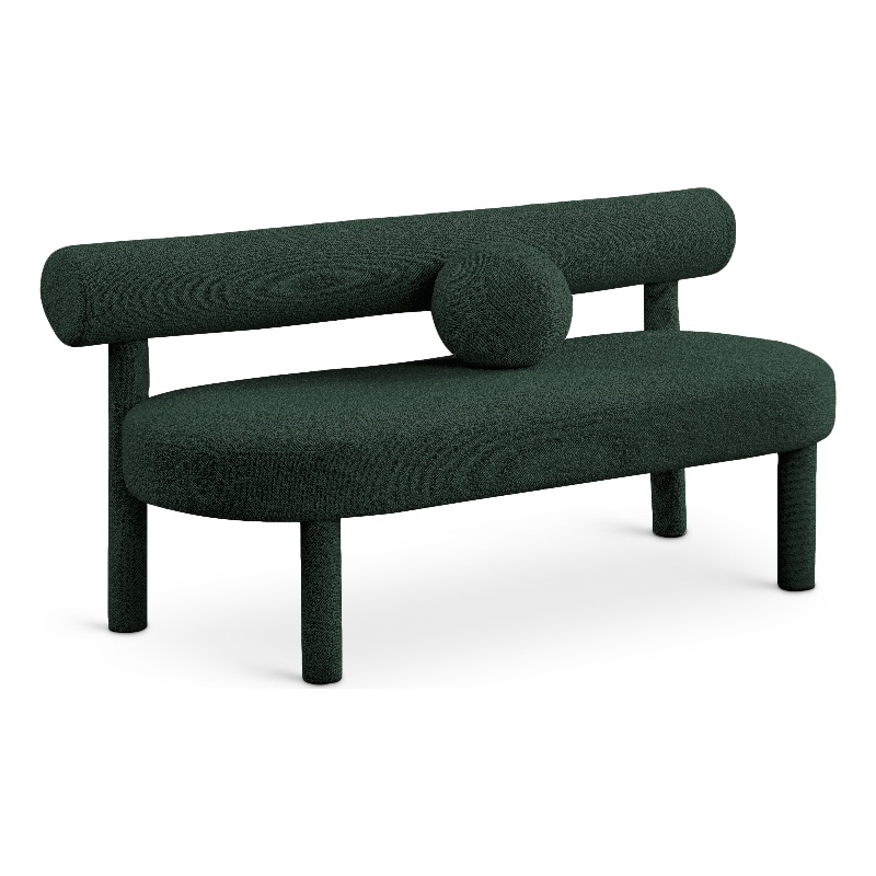 Meridian Furniture Parlor Green Boucle Fabric Bench