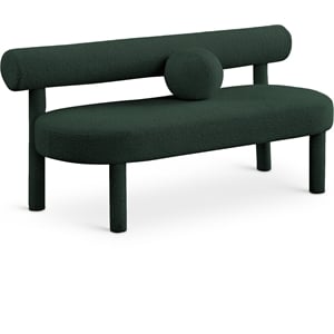 meridian furniture parlor green boucle fabric bench