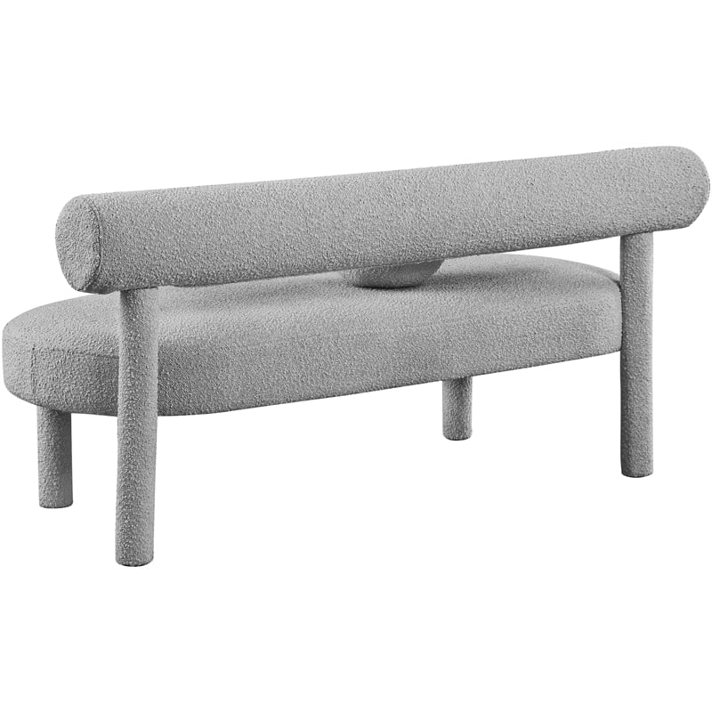 Meridian Furniture Parlor Grey Boucle Fabric Bench