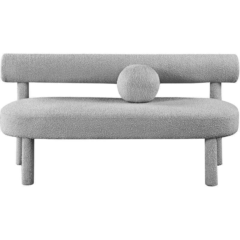 Meridian Furniture Parlor Grey Boucle Fabric Bench