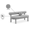 Meridian Furniture Parlor Grey Boucle Fabric Bench