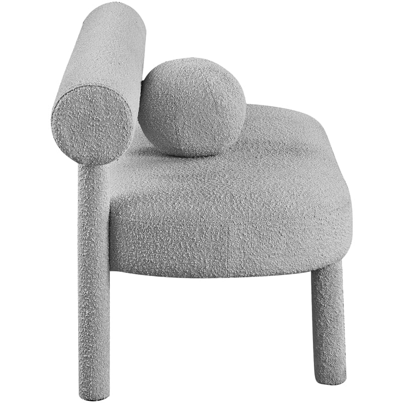 Meridian Furniture Parlor Grey Boucle Fabric Bench