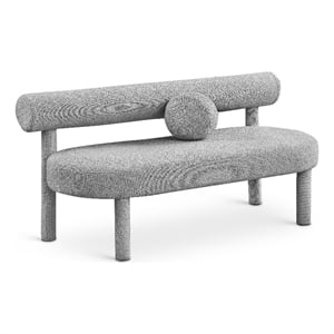 Meridian Furniture Parlor Grey Boucle Fabric Bench