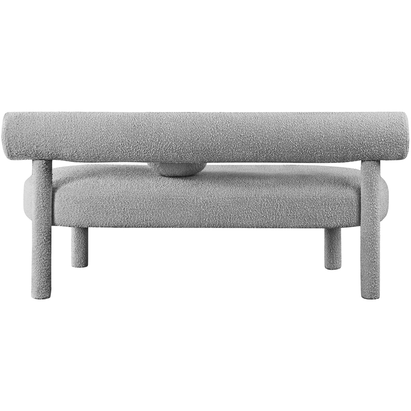 Meridian Furniture Parlor Grey Boucle Fabric Bench