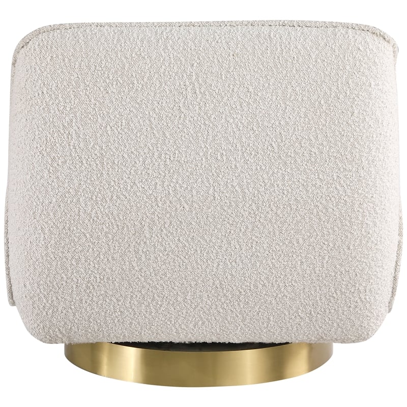 Meridian Furniture Geneva Cream Boucle Fabric Swivel Accent Chair