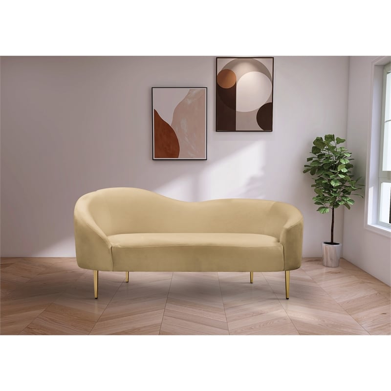 Meridian Furniture Ritz Camel Velvet Loveseat