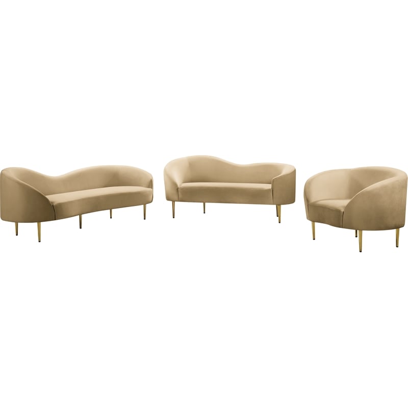 Meridian Furniture Ritz Camel Velvet Loveseat