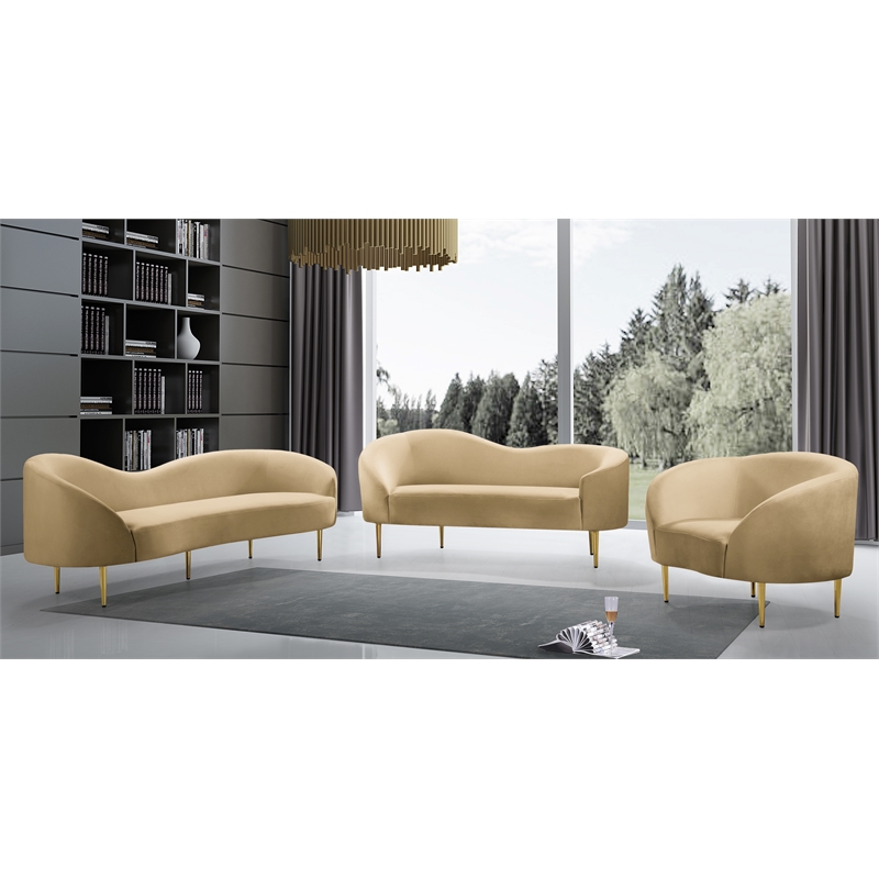 Meridian Furniture Ritz Camel Velvet Sofa