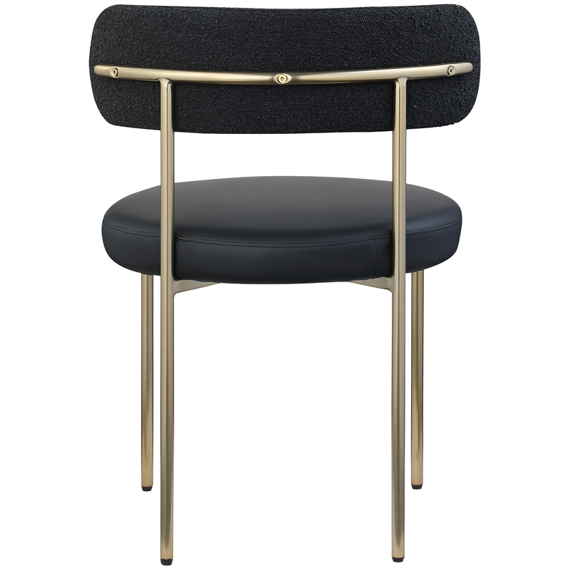 Meridian Furniture Beacon Black Vegan Leather and Boucle Dining Chair (Set of 2)