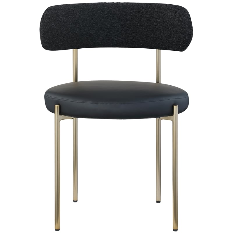 Meridian Furniture Beacon Black Vegan Leather and Boucle Dining Chair (Set of 2)