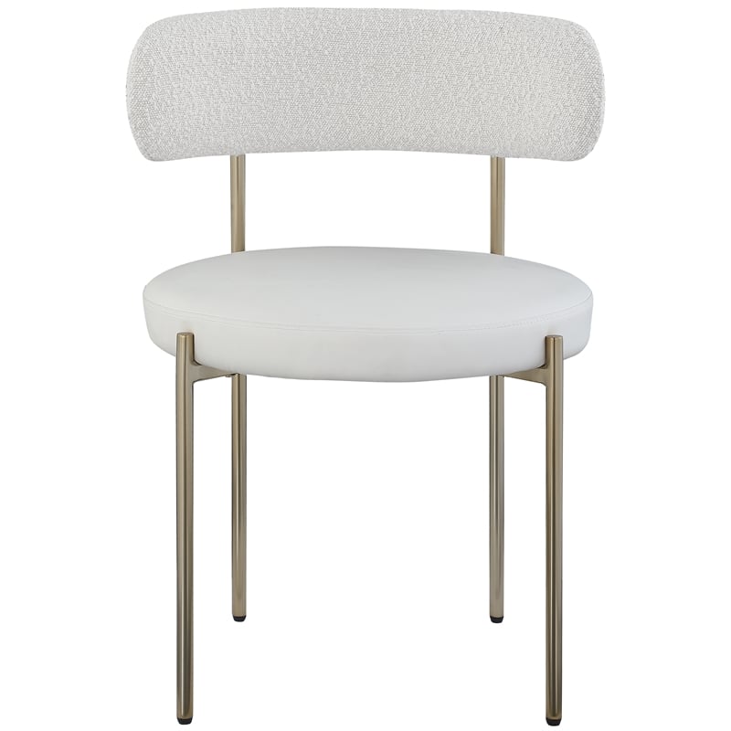 Meridian Furniture Beacon Cream Vegan Leather and Boucle Dining Chair (Set of 2)
