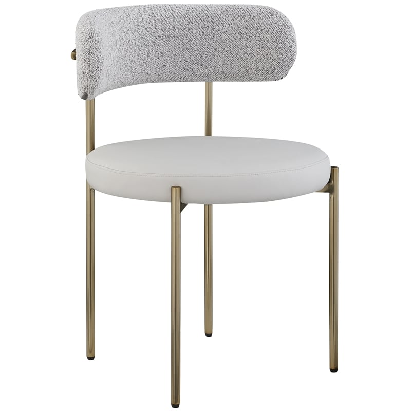 Meridian Furniture Beacon Taupe Vegan Leather and Boucle Dining Chair (Set of 2)