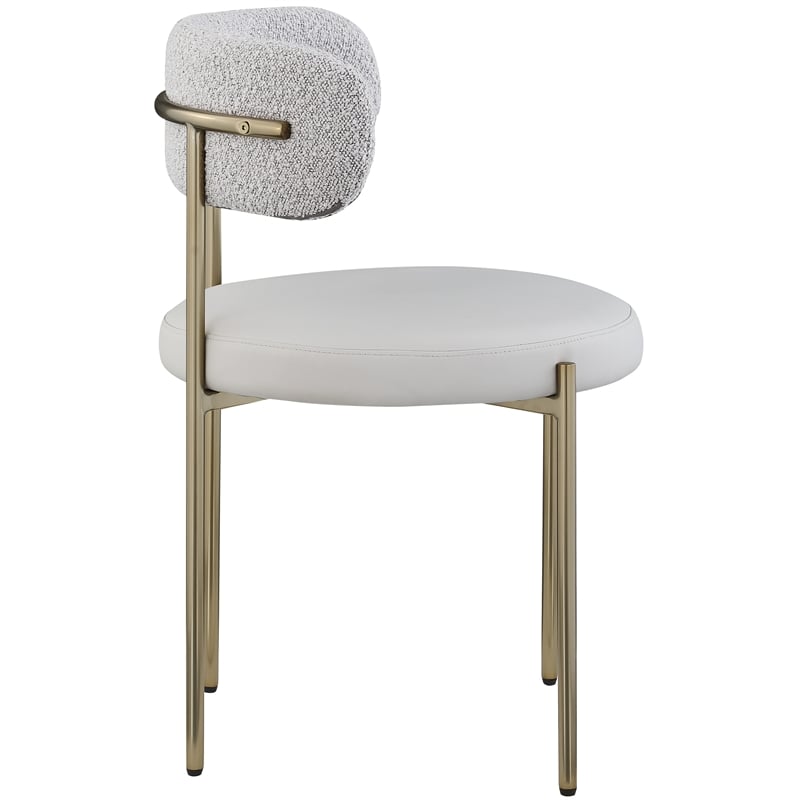 Meridian Furniture Beacon Taupe Vegan Leather and Boucle Dining Chair (Set of 2)