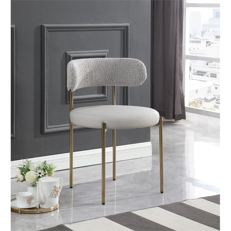 Meridian Furniture Beacon Taupe Vegan Leather and Boucle Dining Chair (Set of 2)