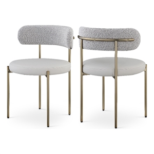 Meridian Furniture Beacon Taupe Vegan Leather and Boucle Dining Chair (Set of 2)