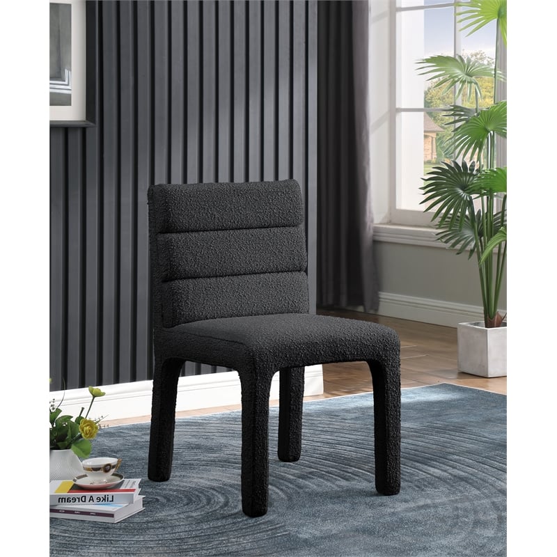 Meridian Furniture Kai Black Boucle Fabric Dining Chair