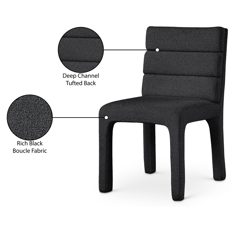 Meridian Furniture Kai Black Boucle Fabric Dining Chair