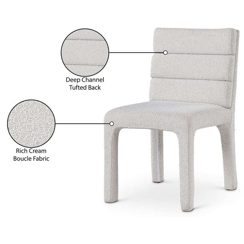 Meridian Furniture Kai Cream Boucle Fabric Dining Chair