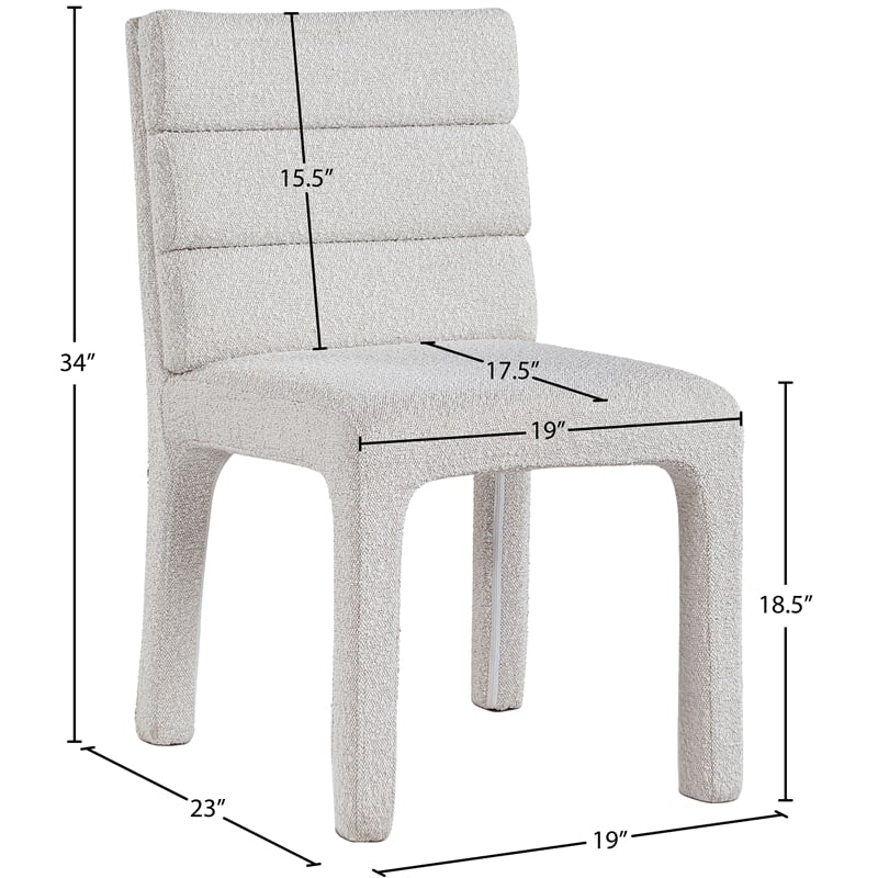 Meridian Furniture Kai Cream Boucle Fabric Dining Chair