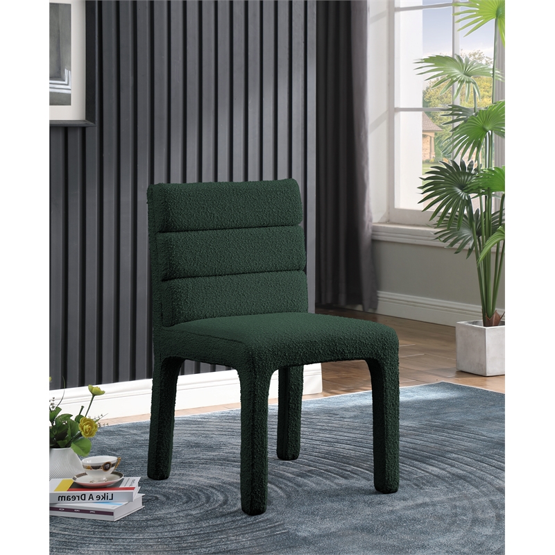 Meridian Furniture Kai Green Boucle Fabric Dining Chair