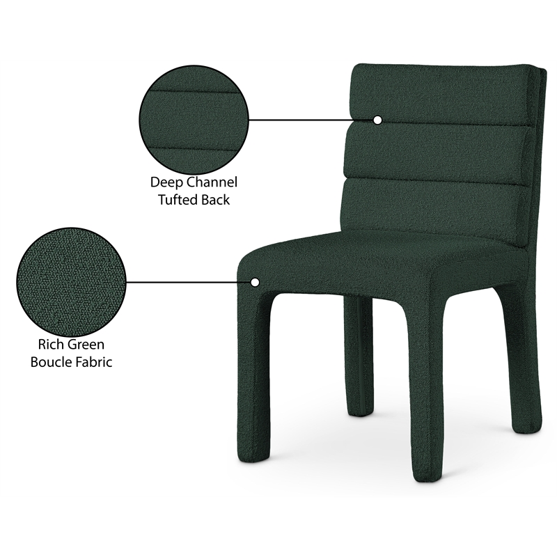 Meridian Furniture Kai Green Boucle Fabric Dining Chair