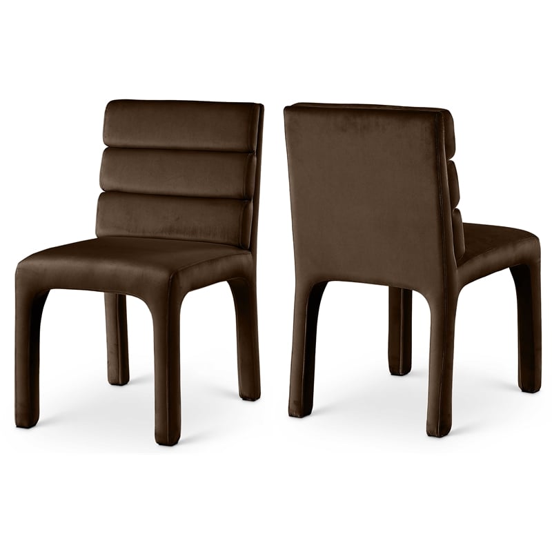 Meridian Furniture Kai Brown Velvet Dining Chair (Set of 2)