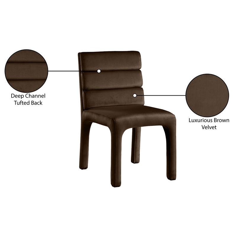 Meridian Furniture Kai Brown Velvet Dining Chair (Set of 2)