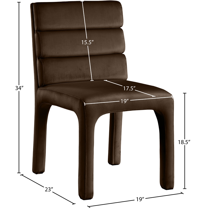Meridian Furniture Kai Brown Velvet Dining Chair (Set of 2)