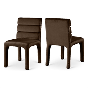 Meridian Furniture Kai Brown Velvet Dining Chair (Set of 2)