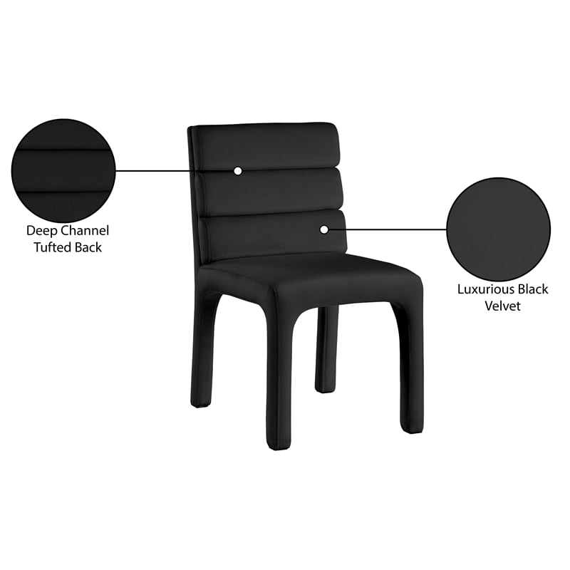 Meridian Furniture Kai Black Velvet Dining Chair (Set of 2)