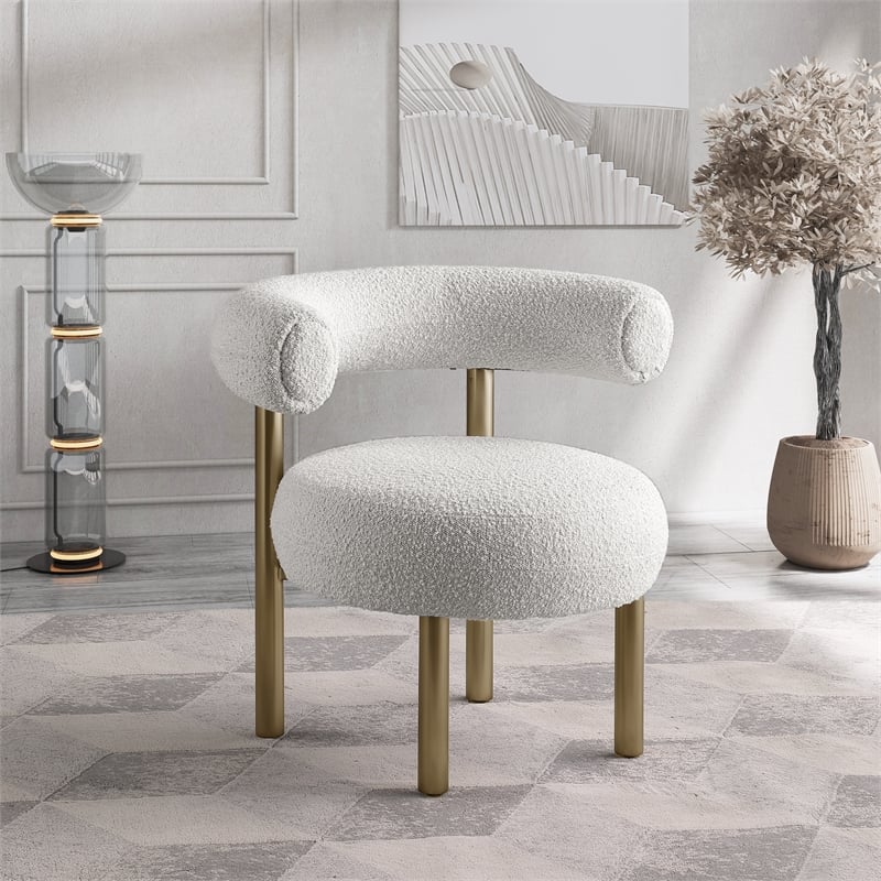 Meridian Furniture Bordeaux Cream Boucle Fabric Accent Chair