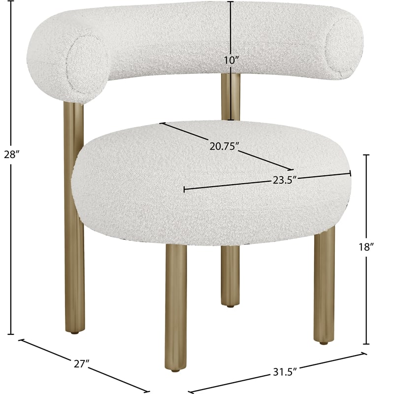 Meridian Furniture Bordeaux Cream Boucle Fabric Accent Chair